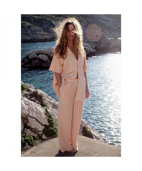 ボングスタ BONGUSTA BONGUSTA イージーパンツ NARAM PANTS タオル地 ストライプ (tropical-crame) tropical-crame