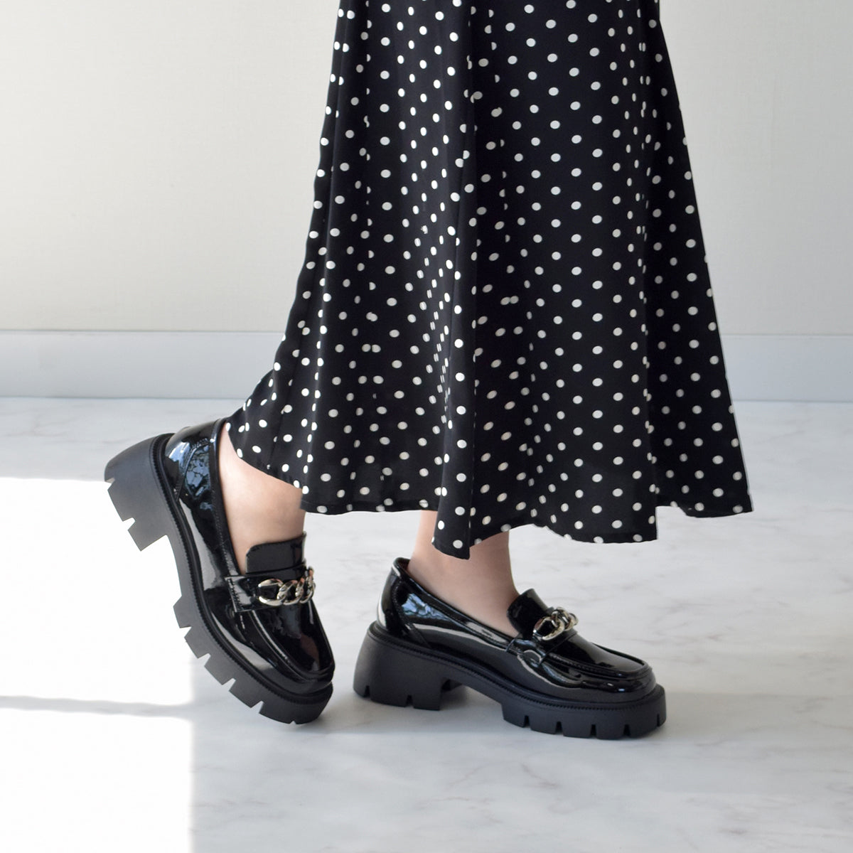 ブリジット バーキン Bridget Birkin ボリュームソールチェーンローファー (ブラック) ブラック