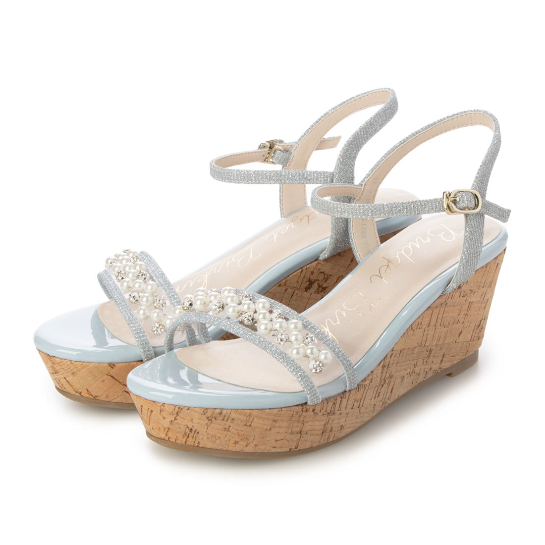 ブリジット バーキン Bridget Birkin パール飾りPVC厚底サンダル,ライトブルーコンビ
