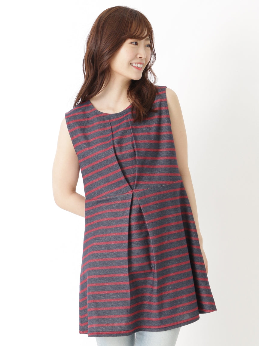 ブローディア BRODIAEA ボーダーチュニック (レッド) レッド