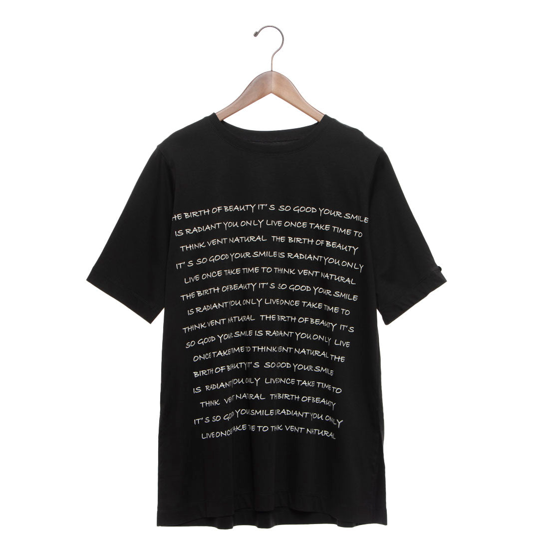 ブローディア BRODIAEA 英文プリント半袖チュニック (ブラック) ブラック