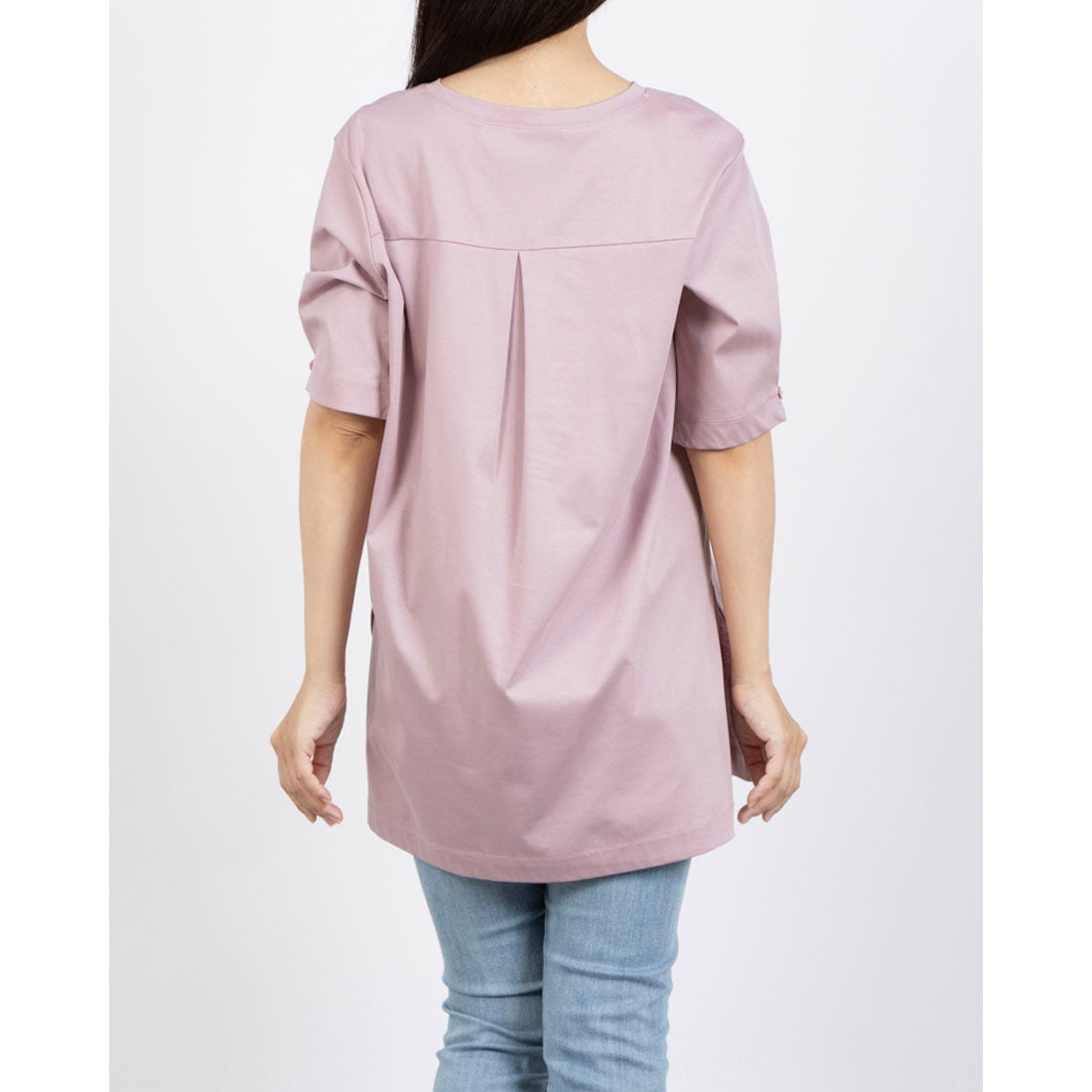 ブローディア BRODIAEA 英文プリント半袖チュニック (ブラック) ブラック