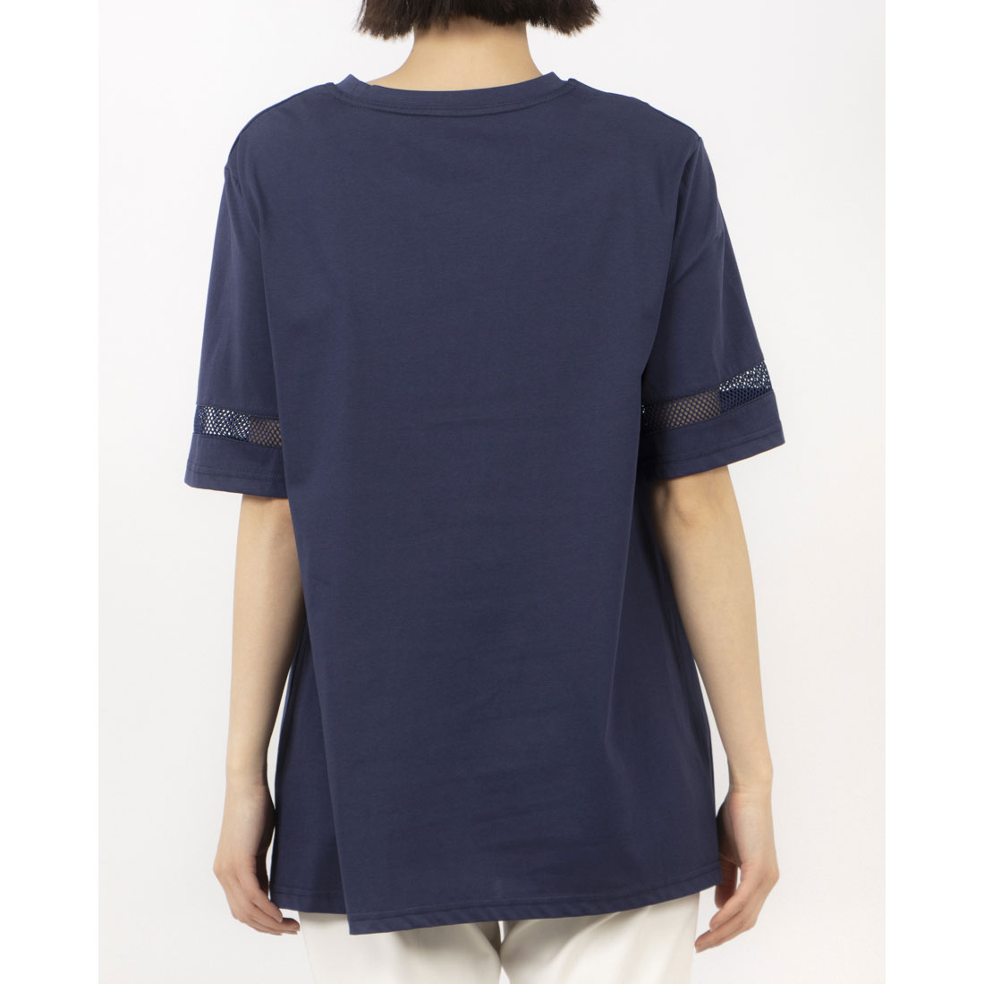 ブローディア BRODIAEA ツルサラコットンシリーズ メッシュ切り替えロゴプリント半袖Tシャツ (ネイビー) ネイビー
