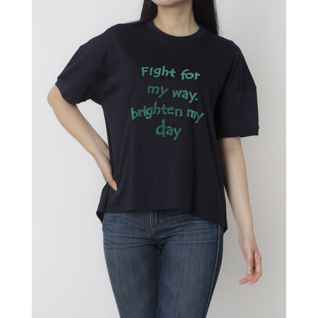 ブローディア BRODIAEA 歯ブラシ加工ロゴ半袖Tシャツ (ネイビー) ネイビー