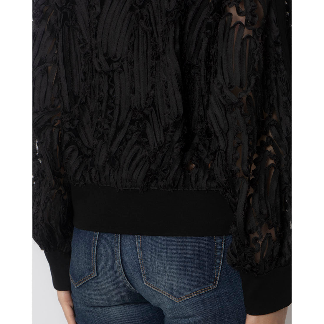 ブローディア BRODIAEA 【アンサンブル対応】立体レースシアー長袖カーディガン (ブラック) ブラック