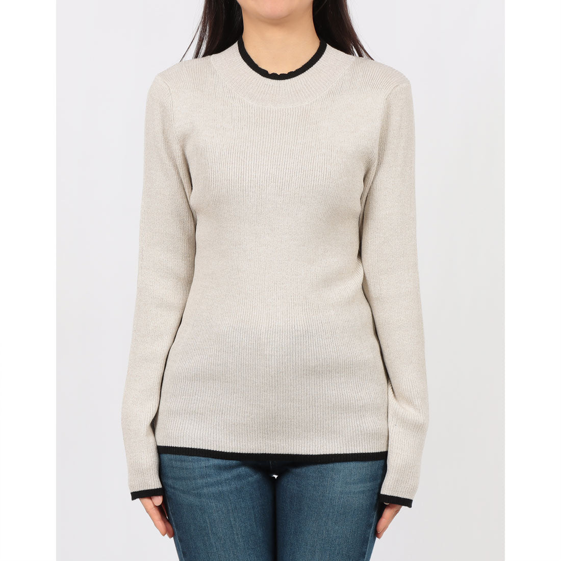 ブローディア BRODIAEA ライン入りラメリブニット (ゴールド) ゴールド