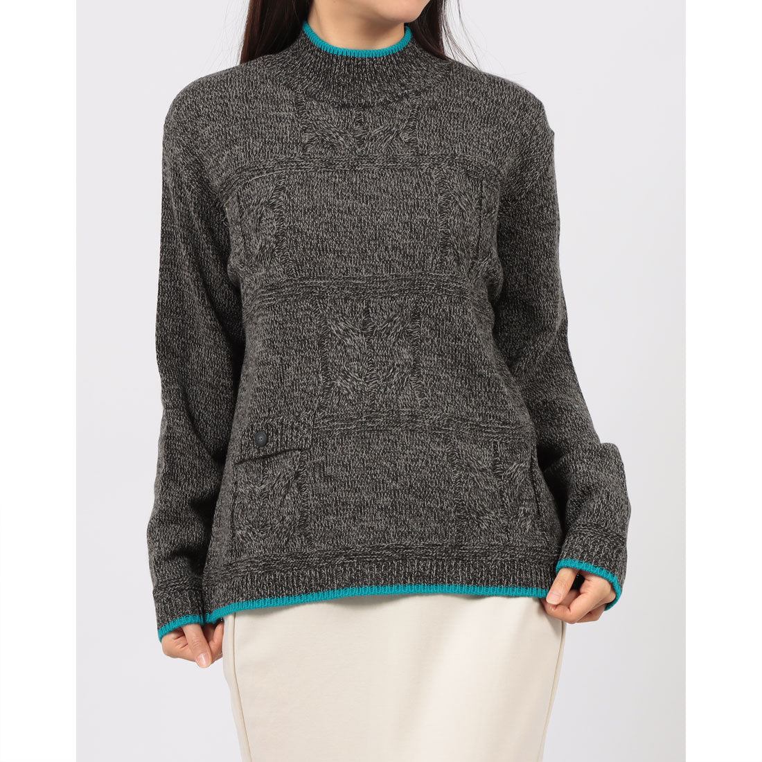 ブローディア BRODIAEA ミックスヤーン配色ニット (ブラック) ブラック