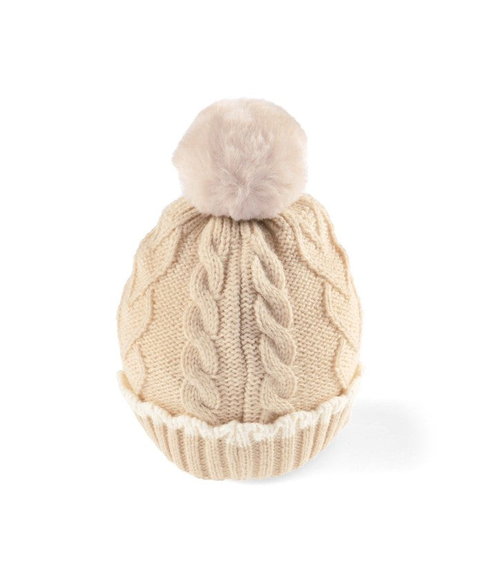 ブランシェス BRANSHES ハートケーブルポンポンニット帽