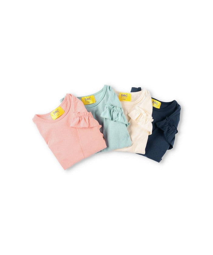 ブランシェス BRANSHES 【WEB限定/DRC】肩フリル綿100%長袖Tシャツ ロンT