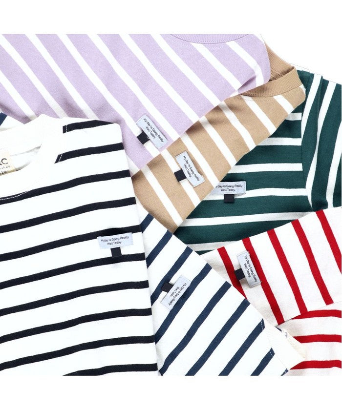 ブランシェス BRANSHES 【DRC/お肌に嬉しい綿100%】名札通しループ付きボーダー長袖Tシャツ