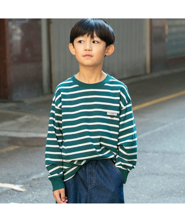 ブランシェス BRANSHES 【DRC/お肌に嬉しい綿100%】名札通しループ付きボーダー長袖Tシャツ