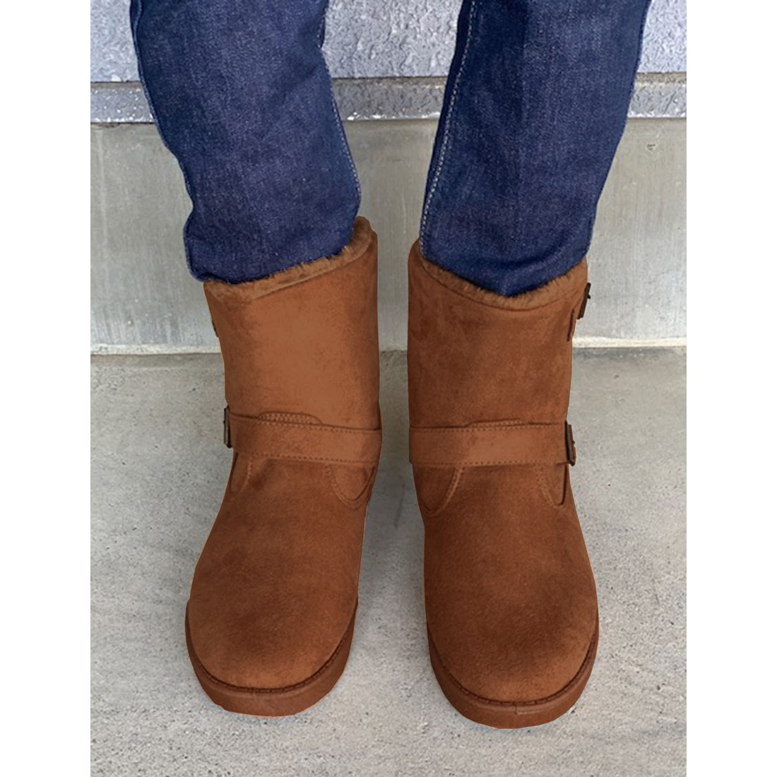 BRACCIANO Men's Shearling Boots, Engineer Shearling Boots with Secret In-Heel