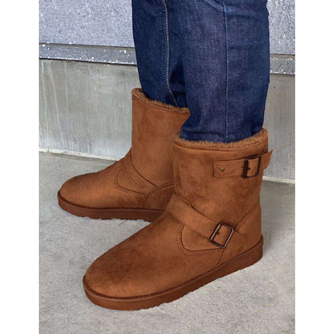 BRACCIANO Men's Shearling Boots, Engineer Shearling Boots with Secret In-Heel