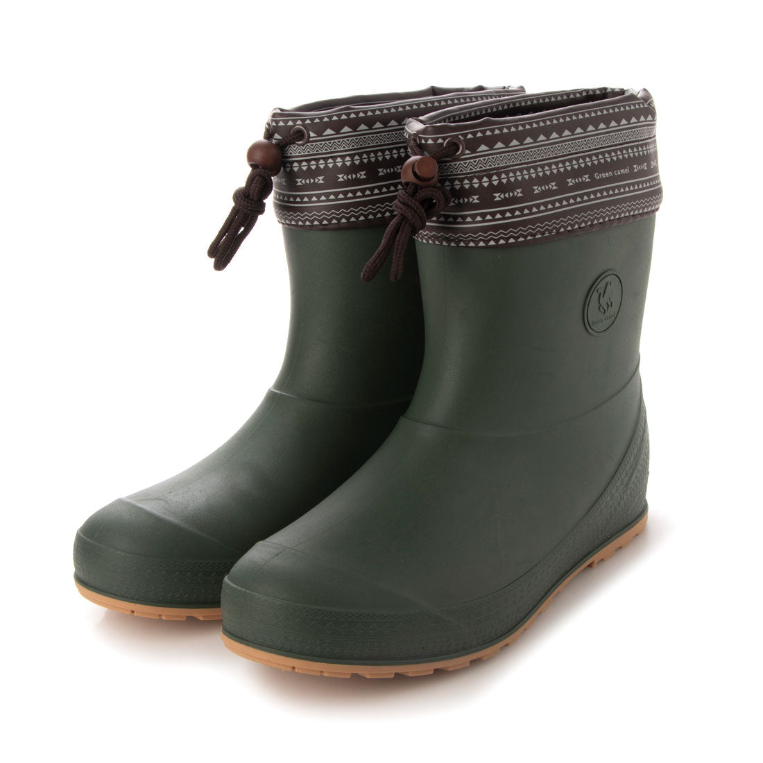 「Green camel」男女兼用トライバルブーツ ショートレインブーツ 防水シューズ 長靴 BRACCIANOセレクト