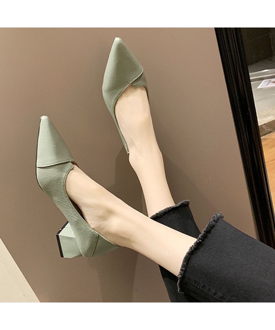 最佳商店 Beststore 包鞋 粗跟 方形扣飾 鑽飾釘跟 通勤 韓國高跟鞋 褶皺設計 鞋子 鞋子 可走路 平底 休閒 辦公