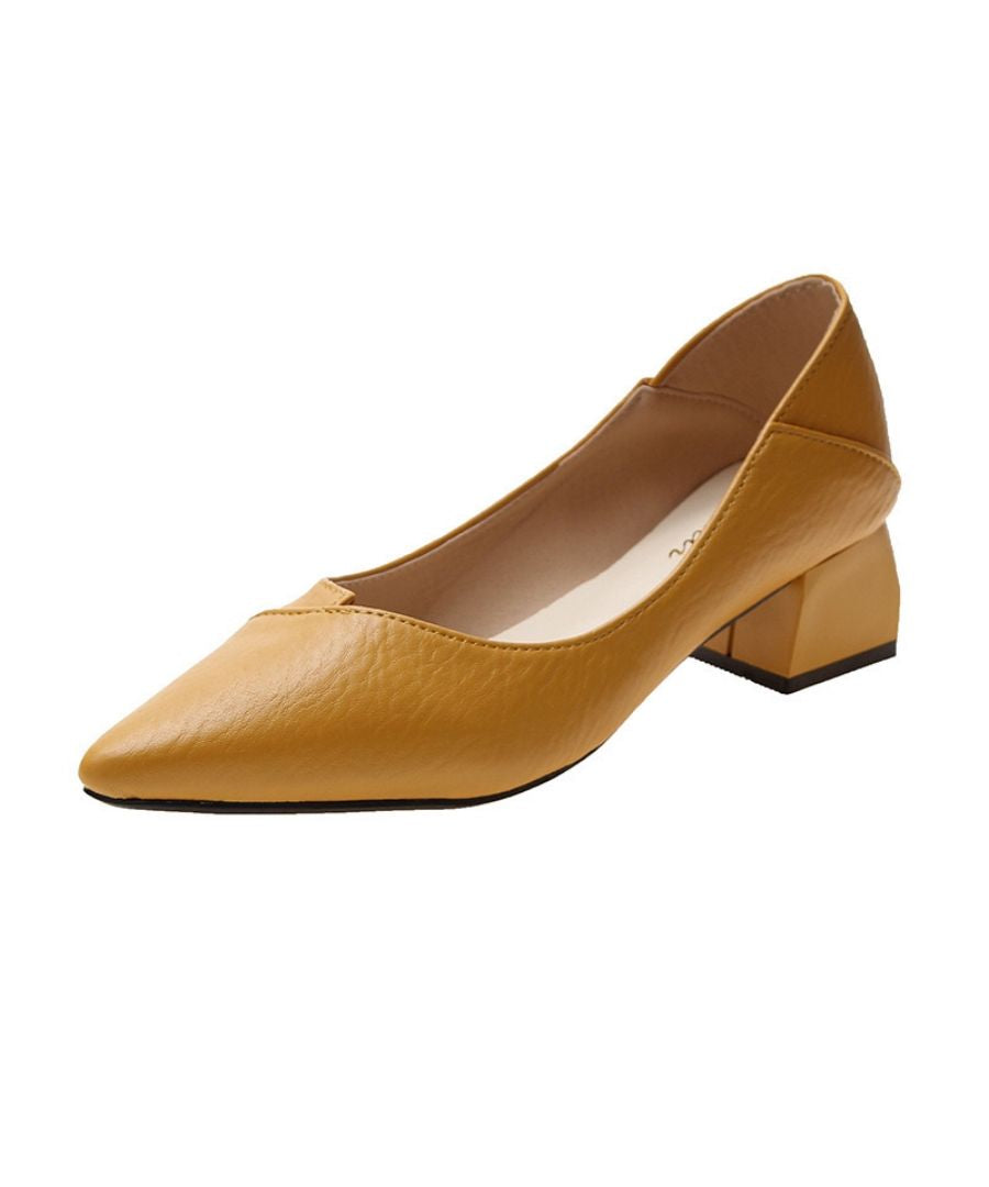 最佳商店 Beststore 包鞋 粗跟 方形扣飾 鑽飾釘跟 通勤 韓國高跟鞋 褶皺設計 鞋子 鞋子 可走路 平底 休閒 辦公