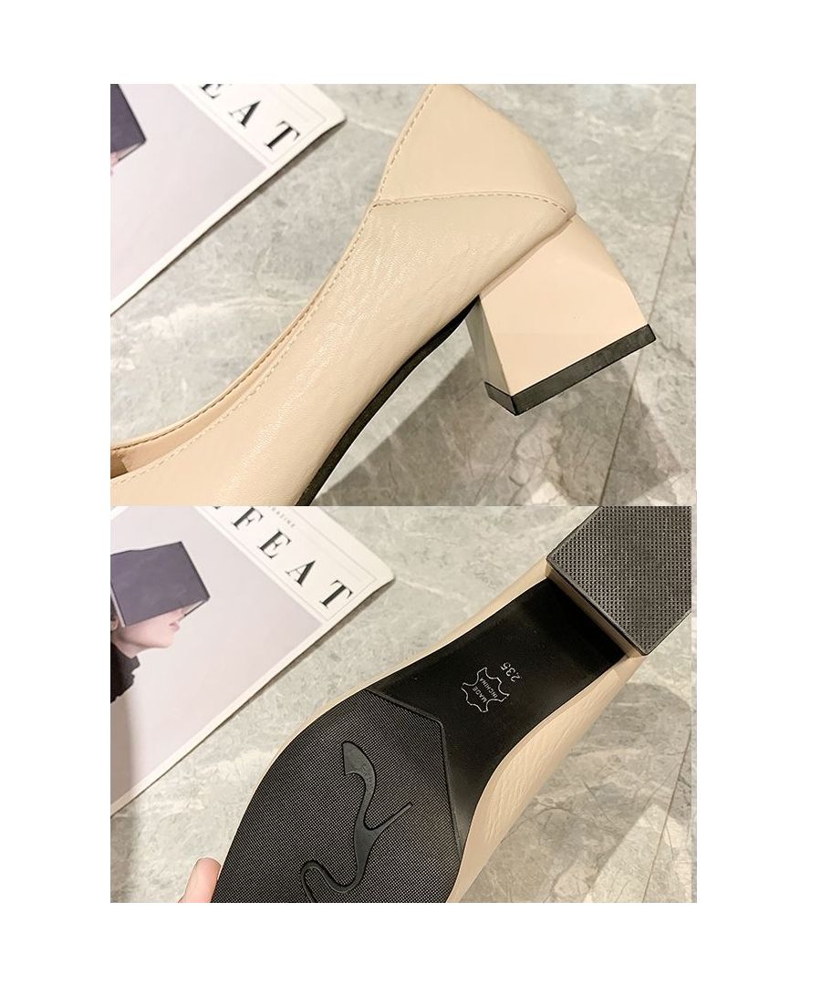 最佳商店 Beststore 包鞋 粗跟 方形扣飾 鑽飾釘跟 通勤 韓國高跟鞋 褶皺設計 鞋子 鞋子 可走路 平底 休閒 辦公