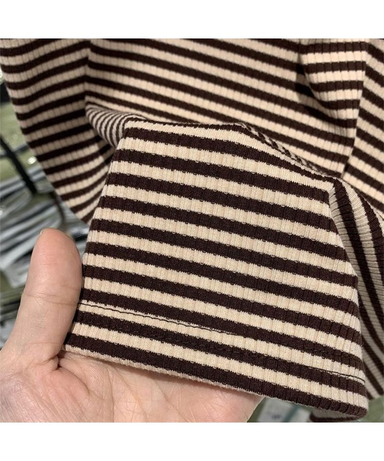 Beststore Bicolor Stripe T-Shirt Korean Fashion T-Shirt Tops T-Shirt Summer Short Sleeve Simple Stripe T-Shirt Color Matching New Spring/Summer Basic Cute