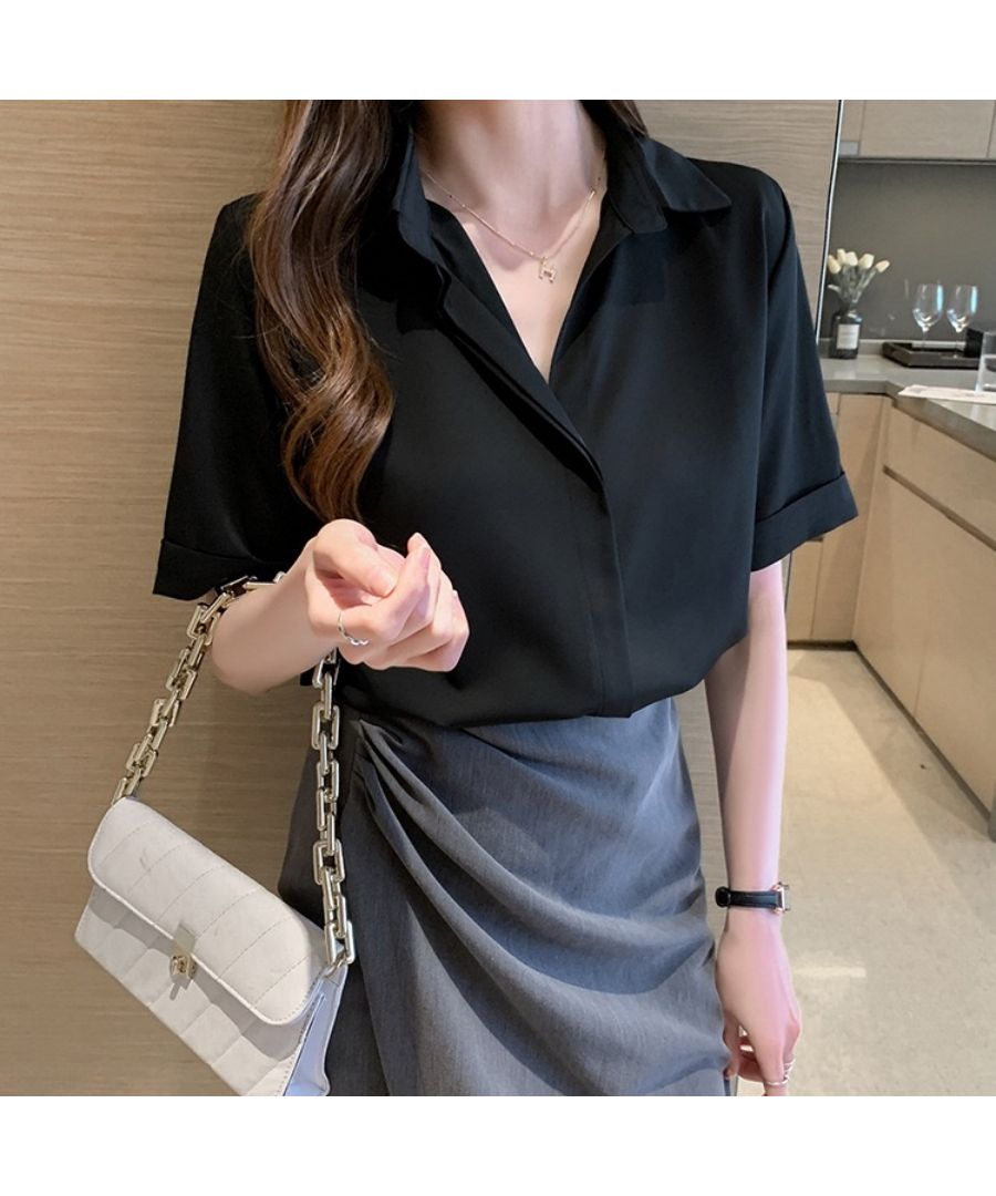 最佳商店 Beststore 上衣 襯衫 短袖 蓬鬆袖 帶扣 短袖 春季短袖 夏季短袖 辦公室襯衫 寬鬆 韓國 乾淨利落 休閒 基本襯衫 菲