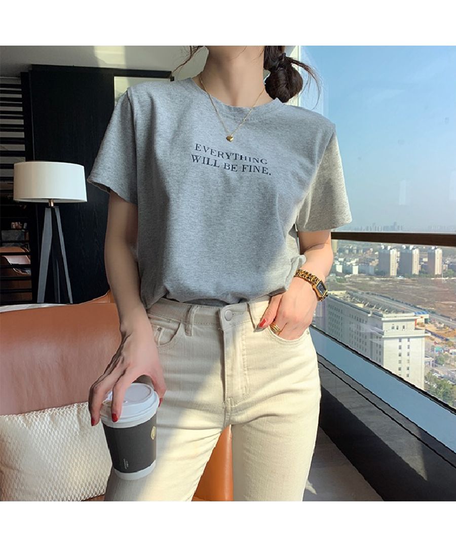 ベストストア Beststore カラーロゴプリントTシャツ トップス 韓国ファッション ゆったりシルエット シンプル カジュアル 夏服 半袖 カットソー 無地 コットン 楽ちん