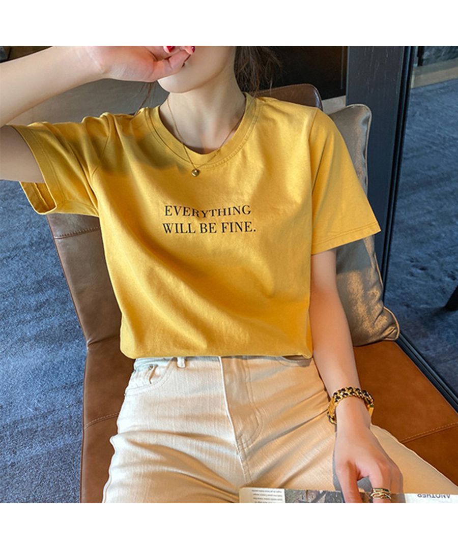 ベストストア Beststore カラーロゴプリントTシャツ トップス 韓国ファッション ゆったりシルエット シンプル カジュアル 夏服 半袖 カットソー 無地 コットン 楽ちん