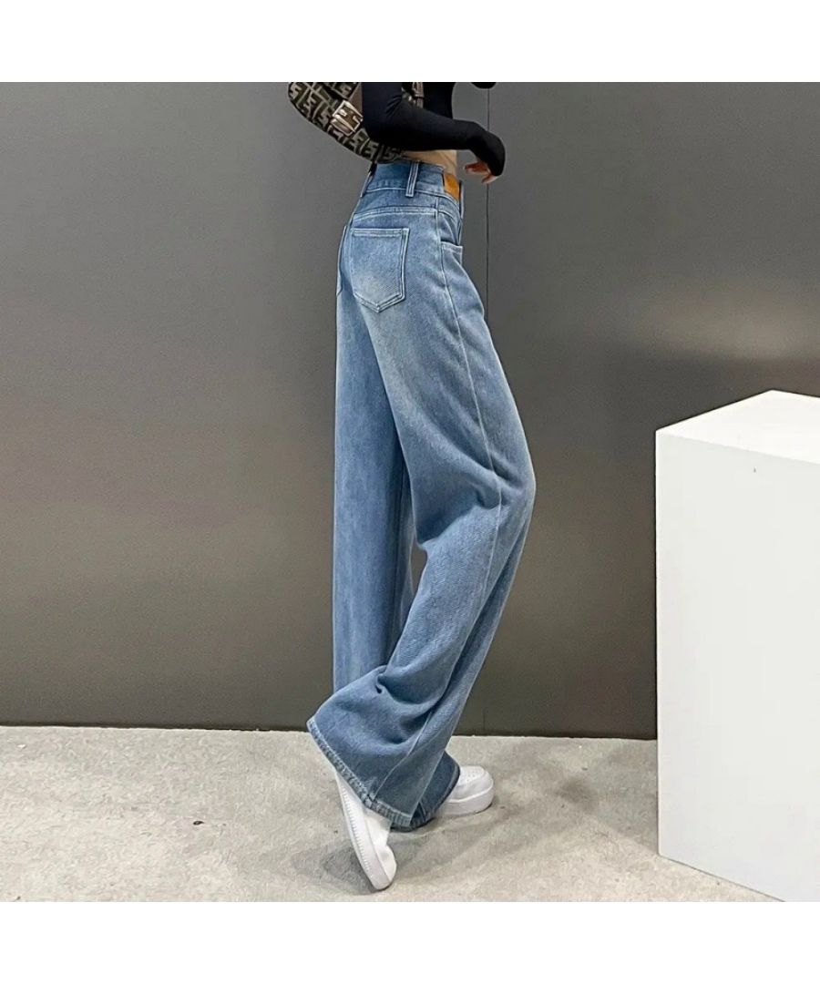 ベストストア Beststore レディース デニム ワイドパンツ ハイウエスト 脚長 ストレートパンツ 着やせ カジュアル ジーンズ ロング丈 韓国ファッション ゆったり レトロ 春新作 セミ