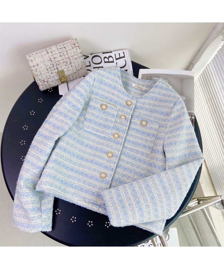 ベストストア Beststore ツイード風 ジャケット 春服 ブルゾン 韓国 トップス 長袖 ブレザージャケット ノーカラー ルゾン ショート丈 金ボタンノーカラー 入学式 卒業式 入園式 大