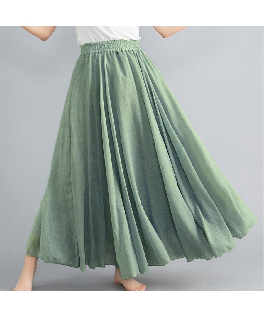 ベストストア Beststore リネンタッチフレアスカート ロングスカート ウエストゴム入り お洒落でこなれ感 きれいめ 麻混スカート 綿麻 Aライン ボトムス マキシスカート ひざ丈スカート