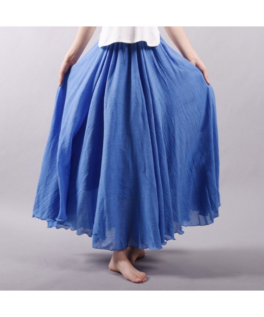 ベストストア Beststore リネンタッチフレアスカート ロングスカート ウエストゴム入り お洒落でこなれ感 きれいめ 麻混スカート 綿麻 Aライン ボトムス マキシスカート ひざ丈スカート