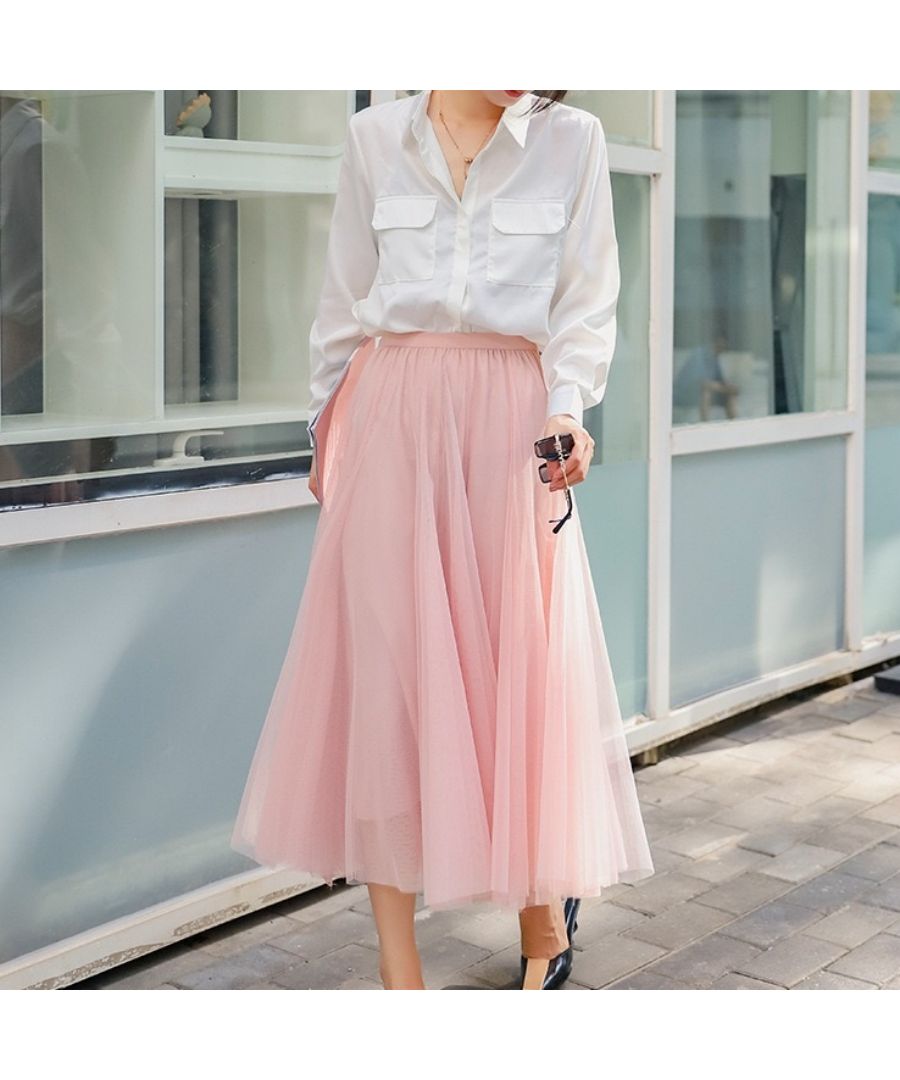 ベストストア Beststore チュールスカート ロング チュールスカート マキシ マキシスカート ウエストゴム ふわっとチュール 春 夏 秋 裏地あり フレアスカート 配色 膝丈 無地 ロン (ホワイト) ホワイト