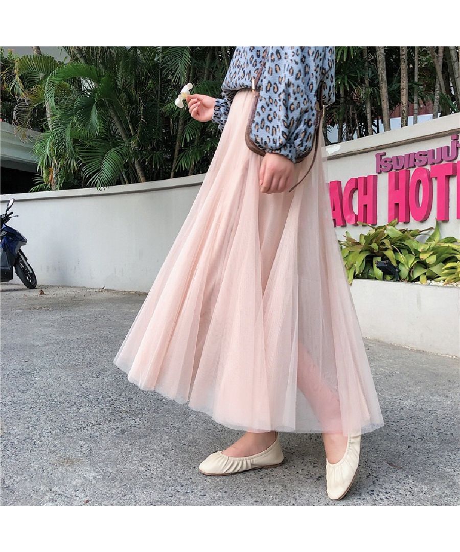 ベストストア Beststore チュールスカート ロング チュールスカート マキシ マキシスカート ウエストゴム ふわっとチュール 春 夏 秋 裏地あり フレアスカート 配色 膝丈 無地 ロン (ホワイト) ホワイト