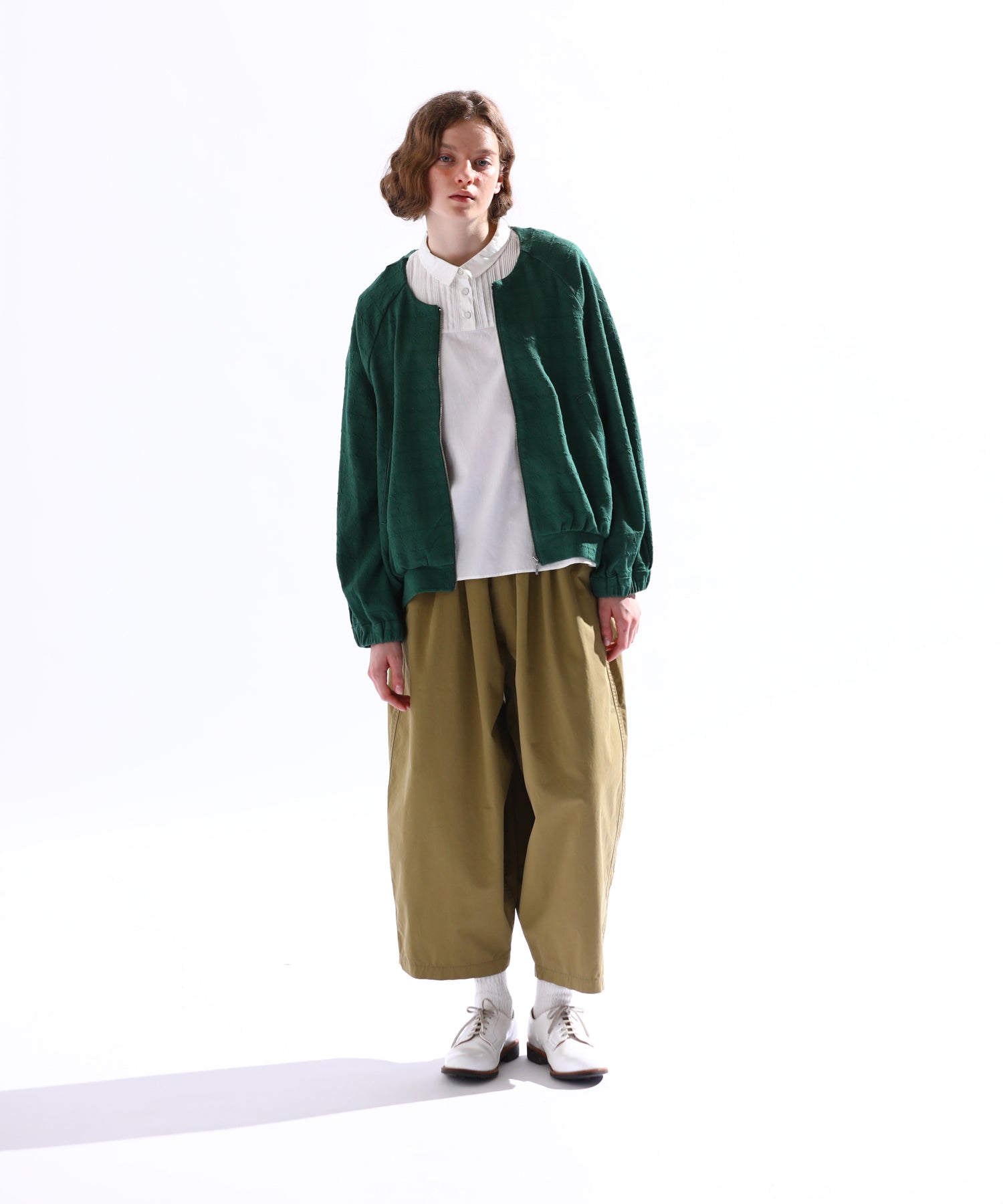 ケレン Kelen 「KELEN/ケレン」ジャカードノーカラージャケット (GREEN) GREEN