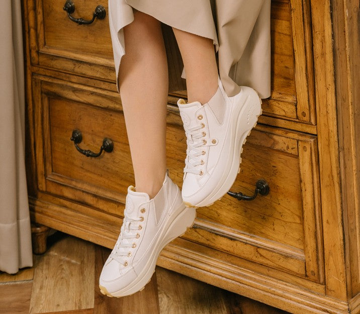 ブソラ bussola ブソラ ソフトカウレザー ダブルフィッティング ボリュームソールシューズ (White) White