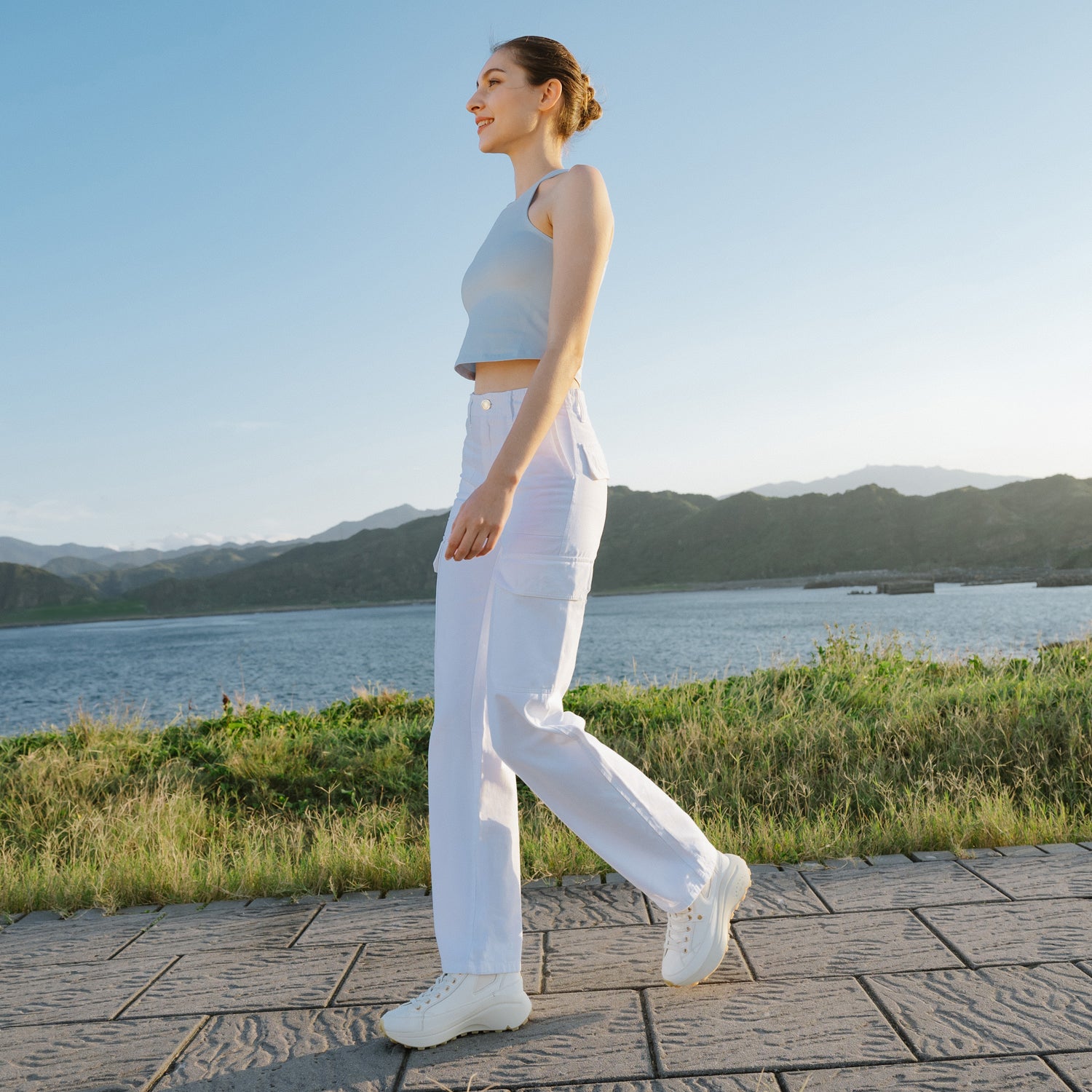 bussola ブソラ BMS ソフトカウレザー ダブルフィッティング ボリュームソールシューズ (White) White