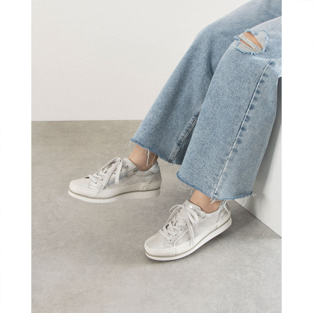 ブソラ bussola 撥水レースアップスニーカー (シルバー) シルバー