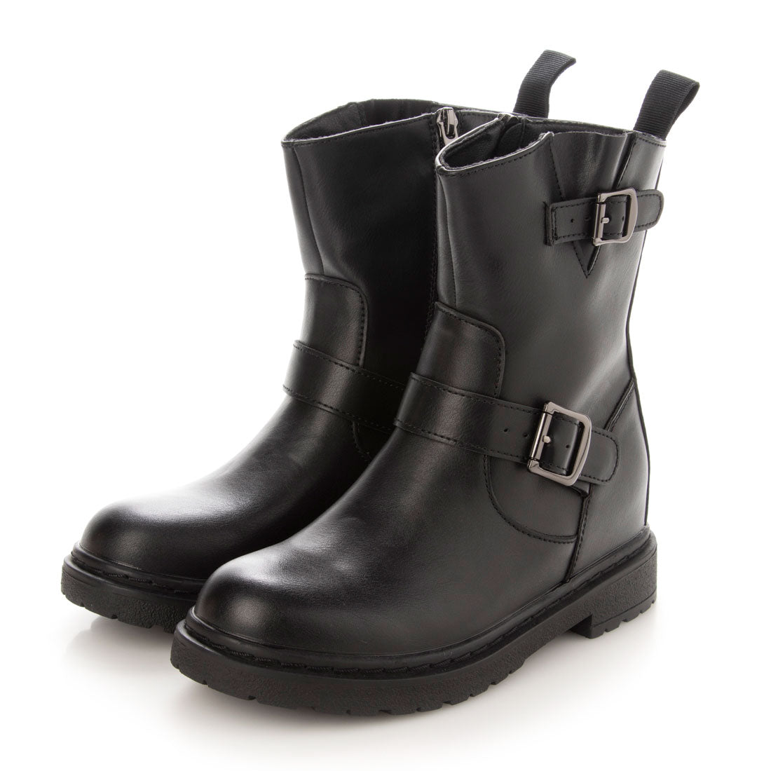 バレットジャム bullet jam エンジニア6cmヒールアップショートブーツ,BLACK