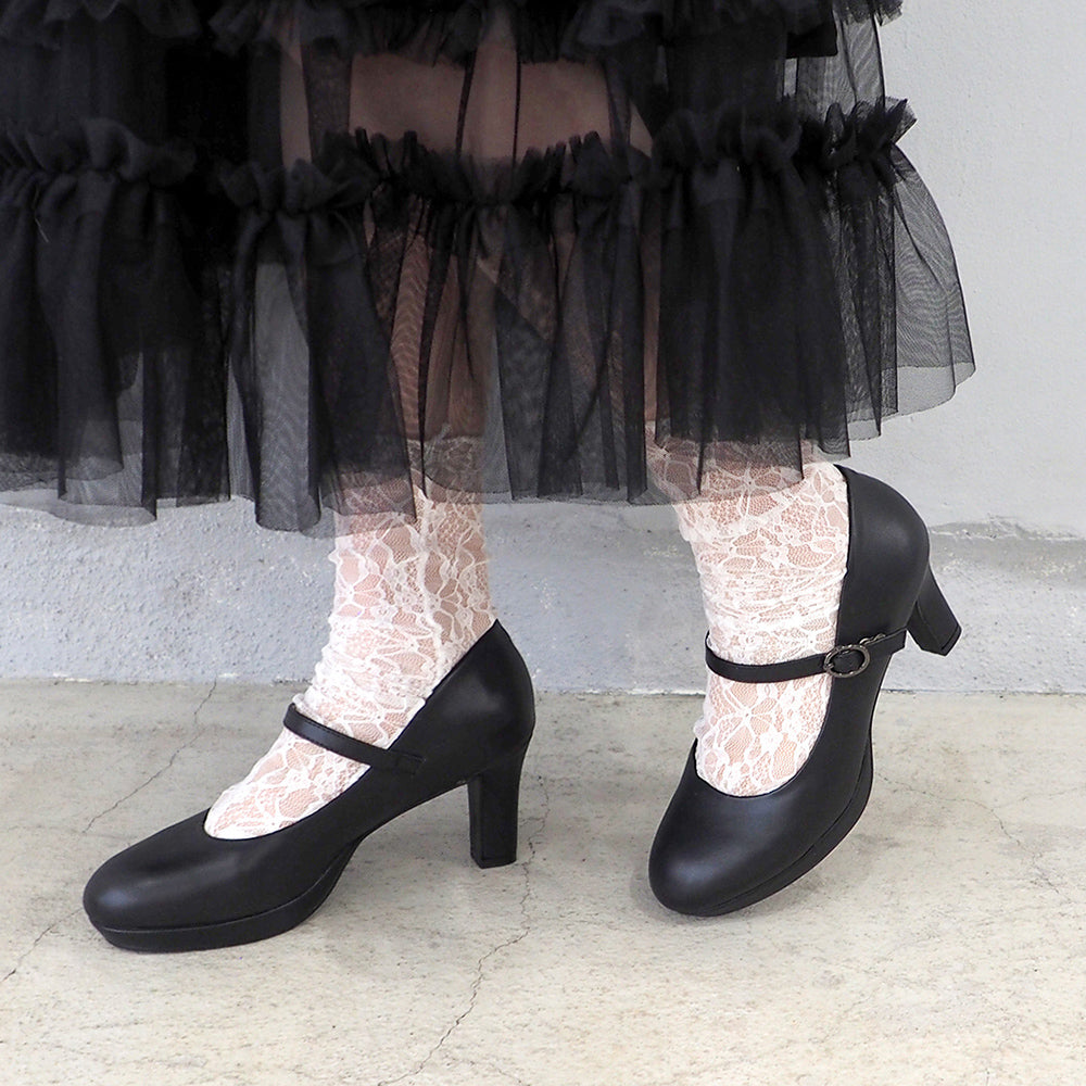 バイアシナガオジサン by あしながおじさん 厚底ストラップパンプス (ブラック) ブラック