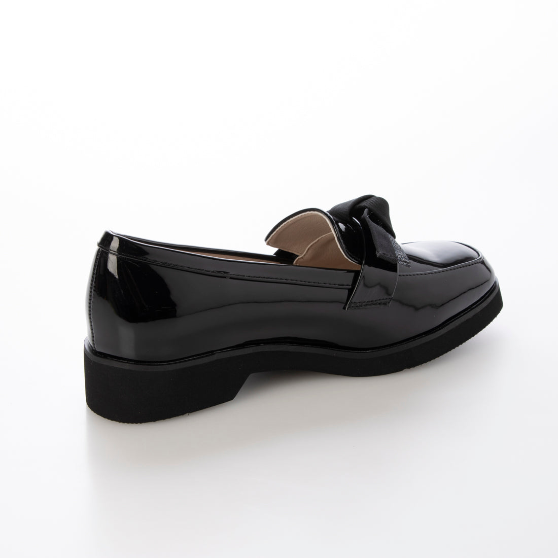 バイアシナガオジサン by あしながおじさん 晴雨兼用|リボンローファー (ブラックエナメル) ブラックエナメル