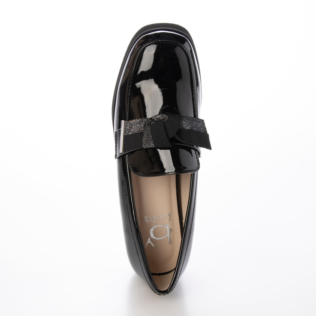 バイアシナガオジサン by あしながおじさん 晴雨兼用|リボンローファー (ブラックエナメル) ブラックエナメル