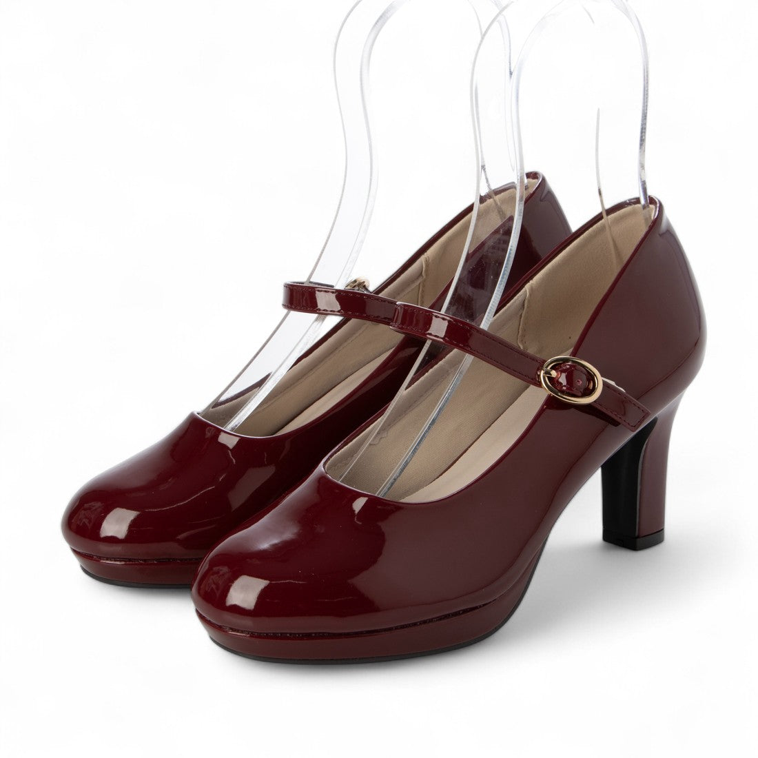 バイアシナガオジサン by あしながおじさん 厚底ストラップパンプス (レッド) レッド