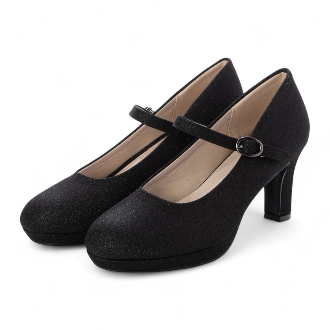 バイアシナガオジサン by あしながおじさん 厚底ストラップパンプス (ブラックコンビ) ブラックコンビ