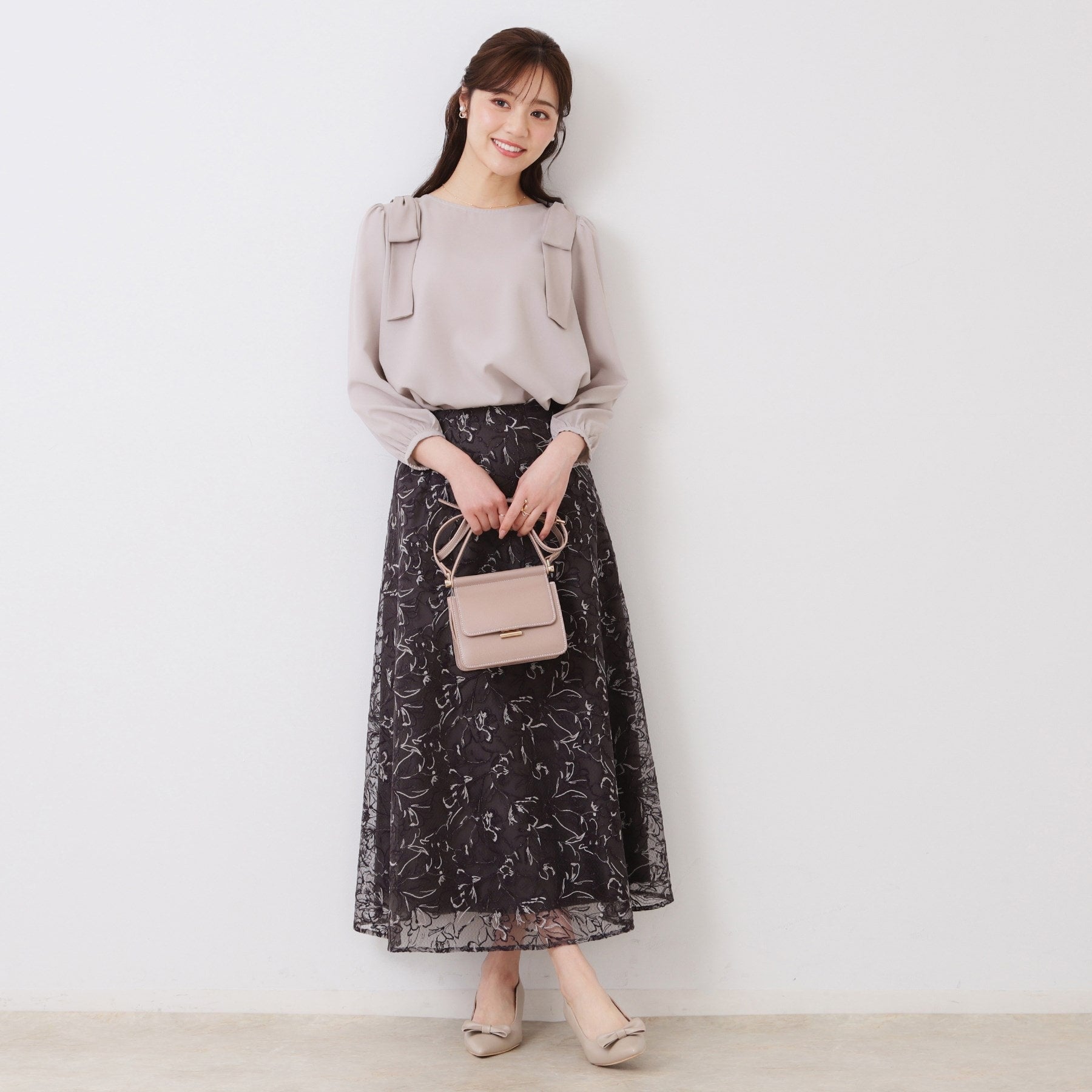 クチュール ブローチ Couture Brooch 肩リボンシフォンブラウス (オフホワイト(503)) オフホワイト(503)