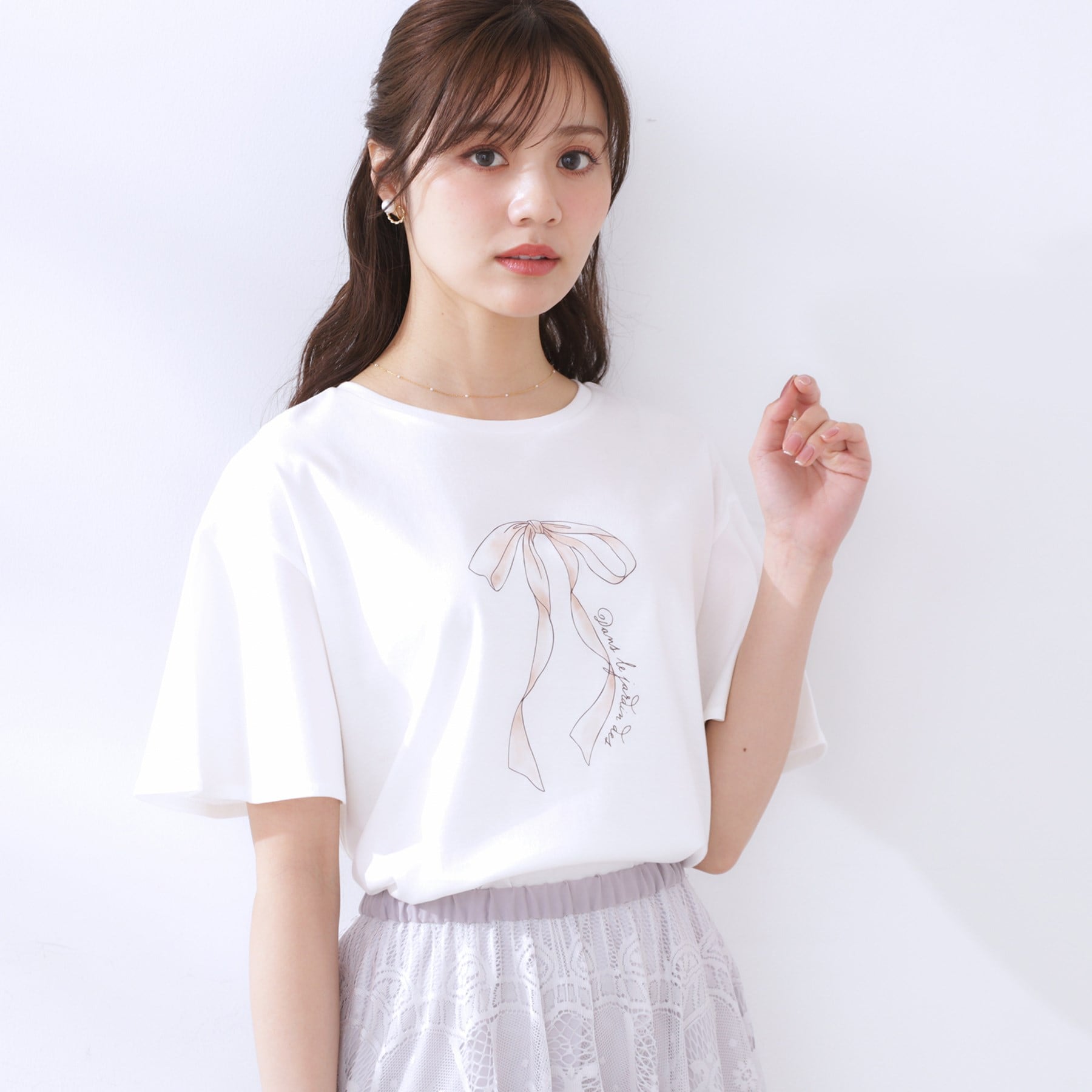 クチュール ブローチ Couture Brooch 60リボンロゴプリント フレアーT (オフホワイト(003)) オフホワイト(003)