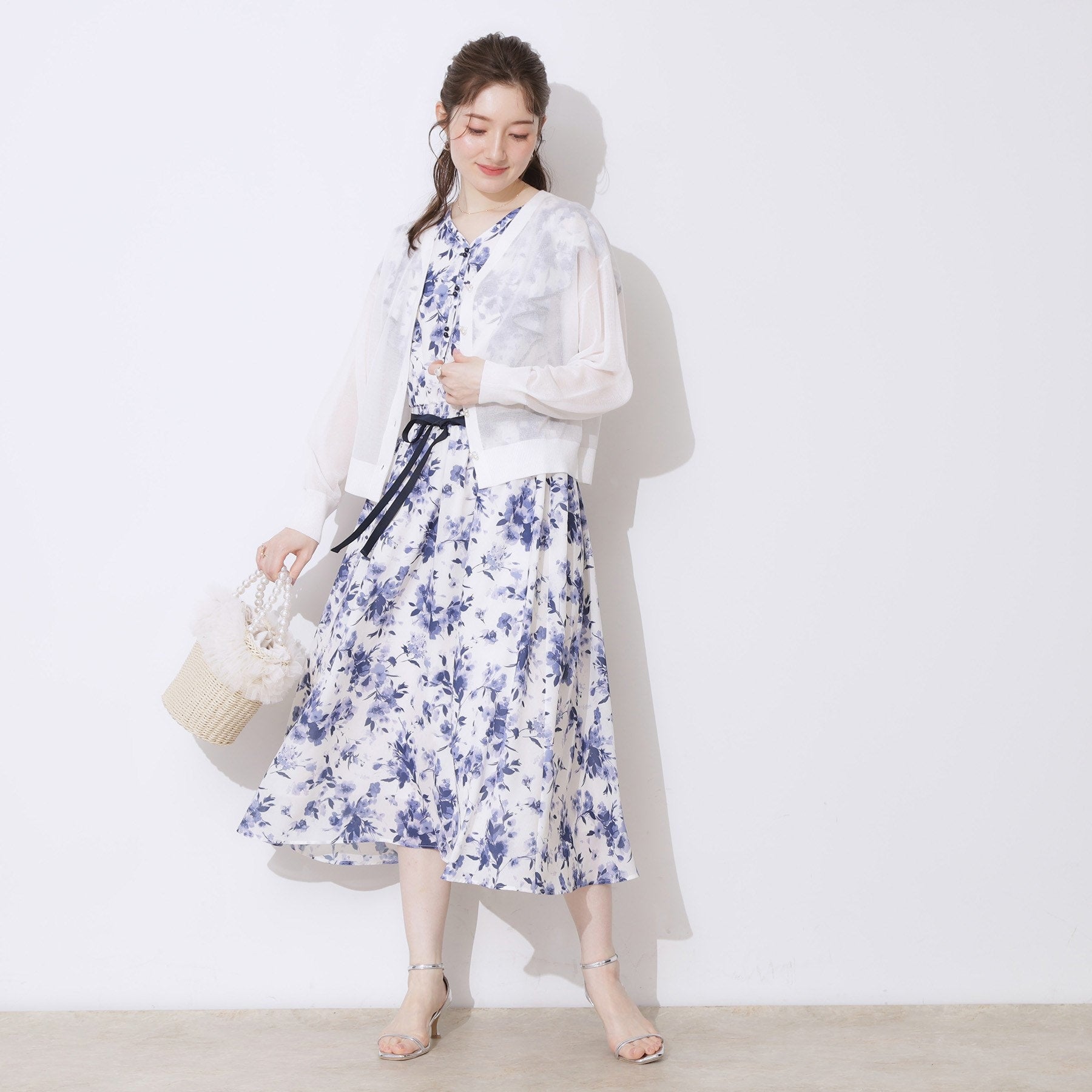 クチュール ブローチ Couture Brooch ダブルパール調釦LEVITAカーディ (ライトピンク(070)) ライトピンク(070)