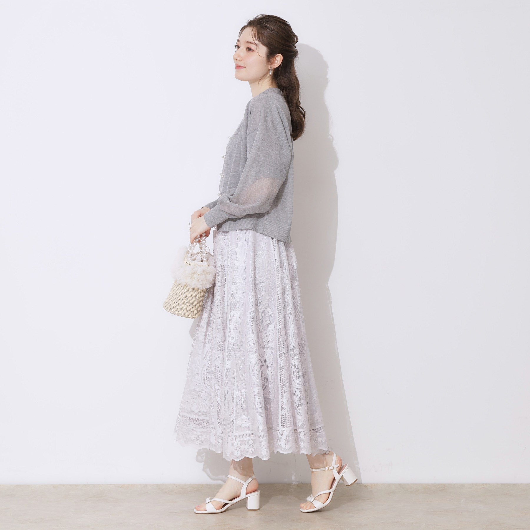 クチュール ブローチ Couture Brooch ダブルパール調釦LEVITAカーディ (ライトピンク(070)) ライトピンク(070)