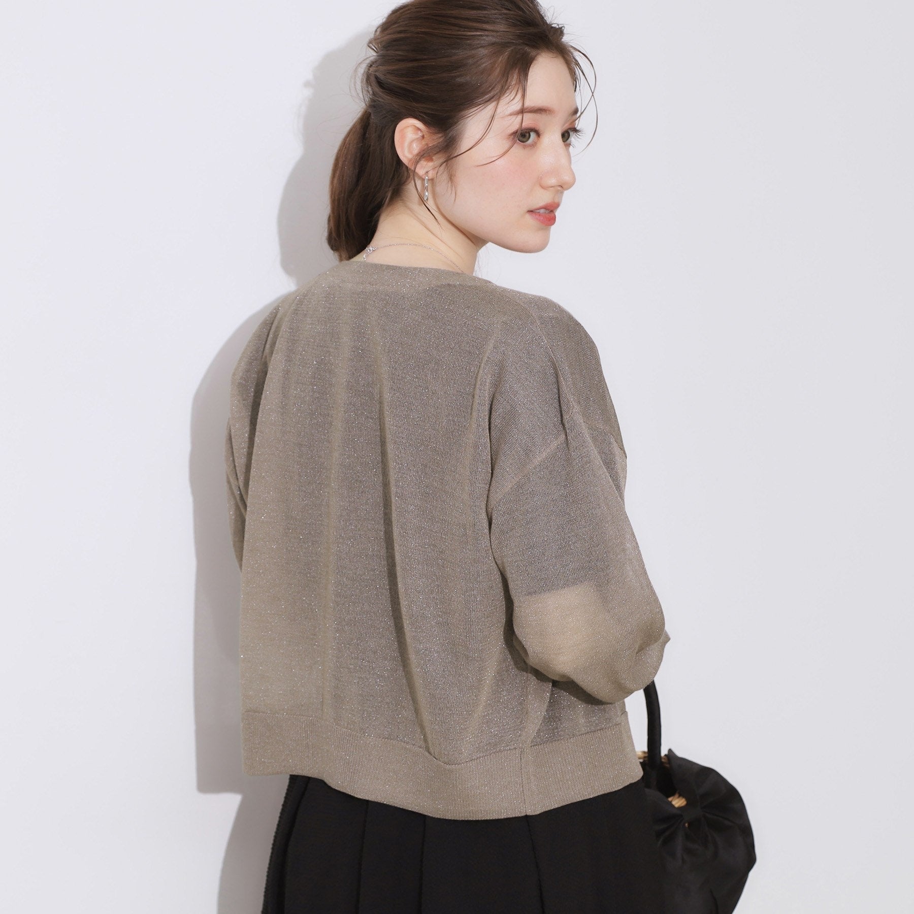 クチュール ブローチ Couture Brooch ダブルパール調釦LEVITAカーディ (ライトピンク(070)) ライトピンク(070)