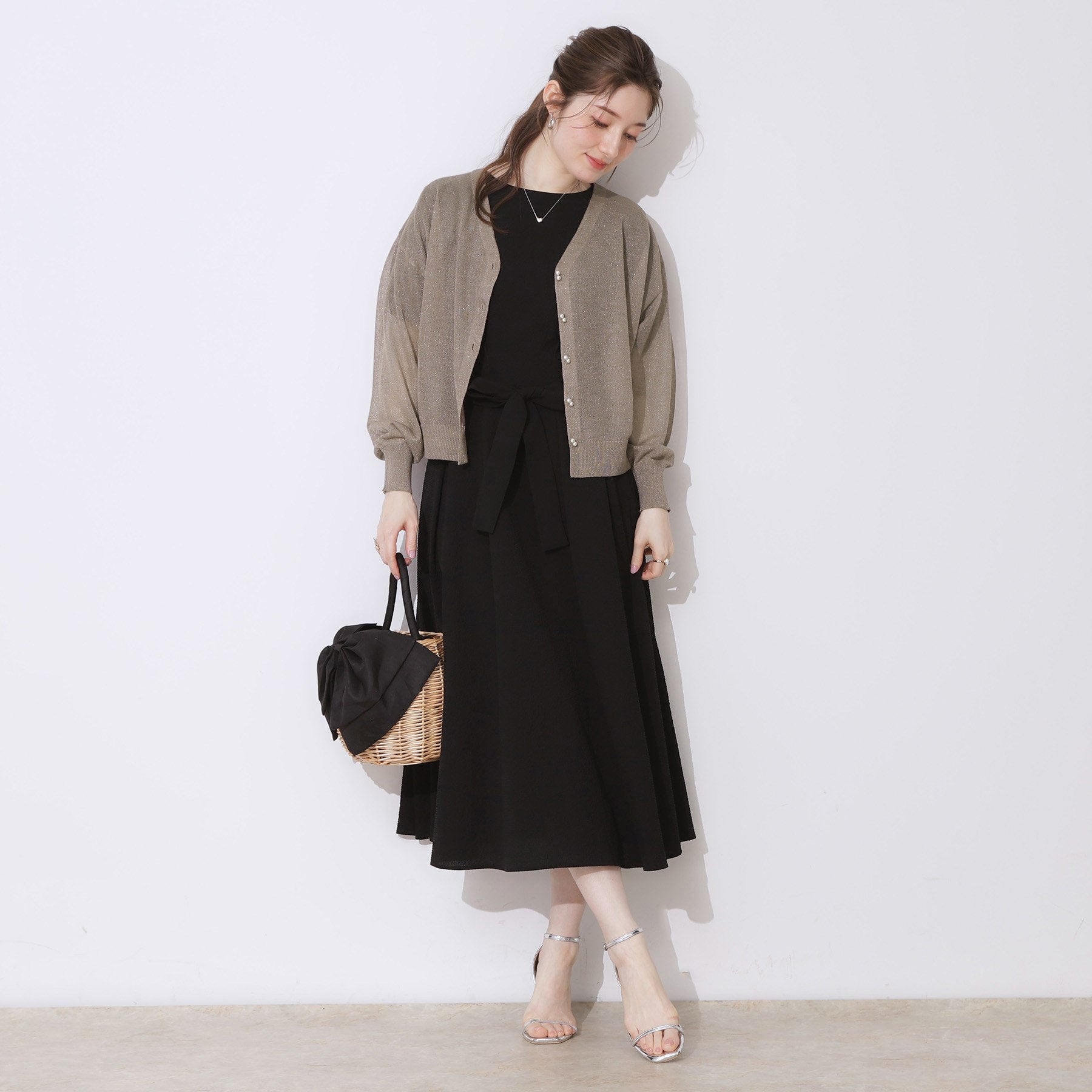 クチュール ブローチ Couture Brooch ダブルパール調釦LEVITAカーディ (ライトピンク(070)) ライトピンク(070)