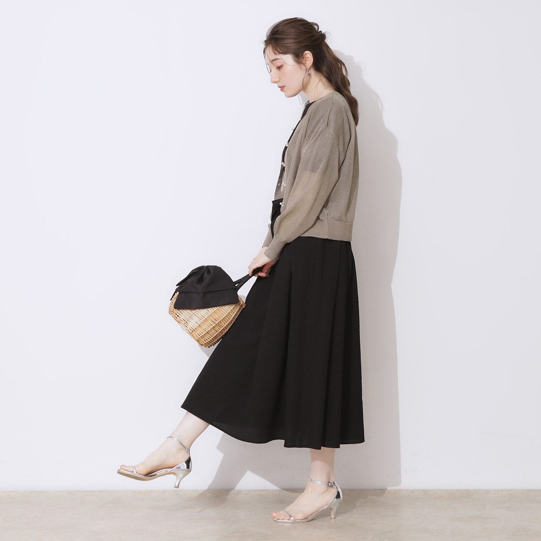 クチュール ブローチ Couture Brooch ダブルパール調釦LEVITAカーディ (ライトピンク(070)) ライトピンク(070)