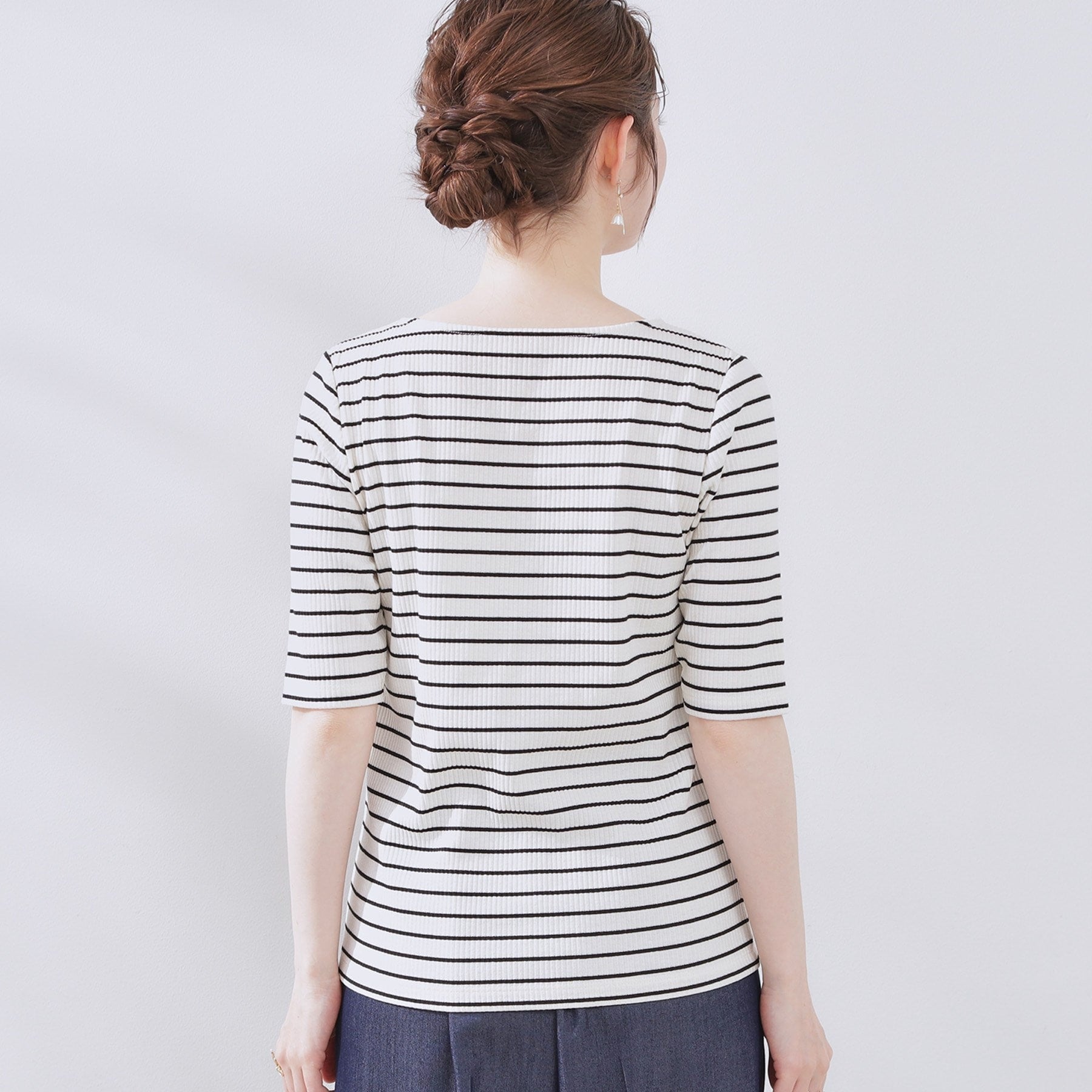 クチュール ブローチ Couture Brooch ハートネックテレコ5分袖プルオーバー (オフホワイト(003)) オフホワイト(003)