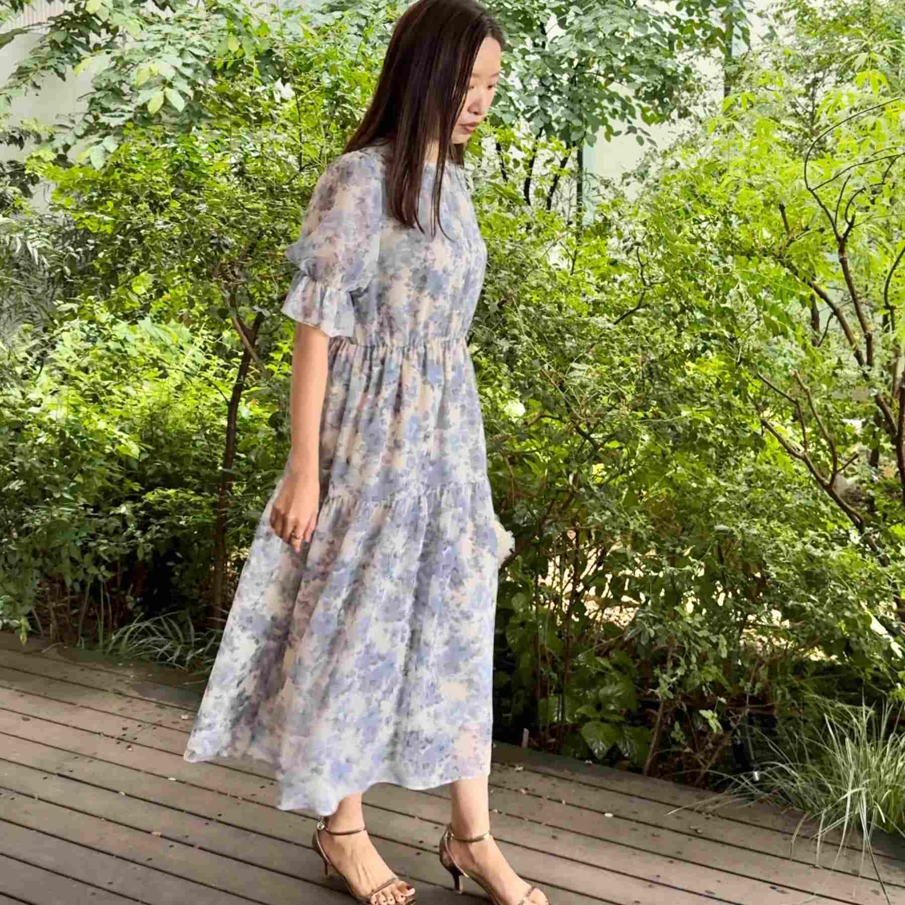 クチュール ブローチ Couture Brooch かすれプリント楊柳ワンピース (ピンク(171)) ピンク(171)